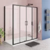 Toreno Matt Black 1400 x 900mm Double Sliding Door Shower Enclosure without Tray