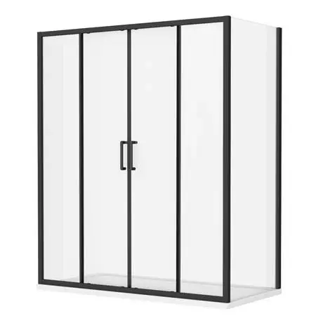 Toreno Matt Black 1700 x 700mm Double Sliding Door Shower Enclosure without Tray 3 Toreno Matt Black 1700 x 700mm Double Sliding Door Shower Enclosure without Tray - Image 3