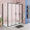 Toreno Matt Black 1700 x 800mm Double Sliding Door Shower Enclosure without Tray