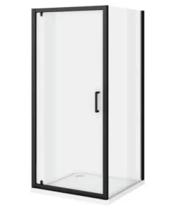 Toreno Matt Black 760 x 760mm Pivot Door Shower Enclosure without Tray -Shower Enclosure Ranges Shop BLK76PDENT d2 460