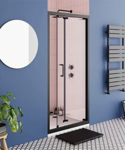 Toreno Matt Black 700 x 1850 Bi-Fold Shower Door