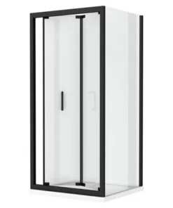 Toreno Matt Black 800 x 800mm Bi-Fold Door Shower Enclosure + Pearlstone Tray -Shower Enclosure Ranges Shop BLK8BFSE d3 460