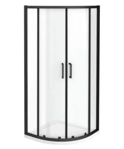Toreno Matt Black 800 x 800mm Quadrant Shower Enclosure + Pearlstone Tray -Shower Enclosure Ranges Shop BLK8QSE d3 460