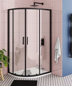 Toreno Matt Black 900 x 760mm Offset Quadrant Shower Enclosure