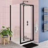 Toreno Matt Black 900 x 900mm Bi-Fold Door Shower Enclosure + Pearlstone Tray