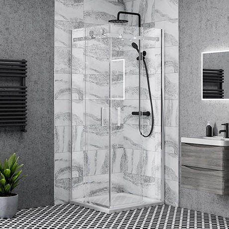 Nova Square 800 x 800mm Frameless Corner Entry Shower Enclosure 1 Nova Square 800 x 800mm Frameless Corner Entry Shower Enclosure