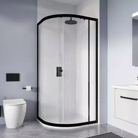 Crosswater 1000 x 800mm Clear 6 Matt Black Offset Quadrant Single Door Shower Enclosure - CAQSBC10X8 2 Crosswater 1000 x 800mm Clear 6 Matt Black Offset Quadrant Single Door Shower Enclosure - CAQSBC10X8 - Image 2