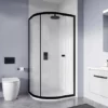 Crosswater 1000 x 800mm Clear 6 Matt Black Offset Quadrant Single Door Shower Enclosure - CAQSBC10X8