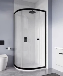 Crosswater 1000 x 800mm Clear 6 Matt Black Offset Quadrant Single Door Shower Enclosure - CAQSBC10X8