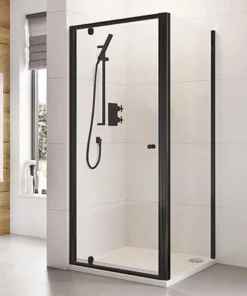 Roman Haven6 Matt Black 6mm Square Pivot Door Shower Enclosure - 760 x 760mm
