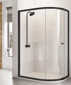 Roman Haven6 Matt Black Frame Offset Shower Enclosure - 1000 x 800mm - H3SQ810CB