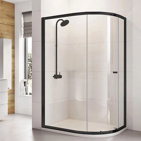 Roman Haven6 Matt Black Frame Offset Shower Enclosure - 1000 x 800mm - H3SQ810CB 1 Roman Haven6 Matt Black Frame Offset Shower Enclosure - 1000 x 800mm - H3SQ810CB
