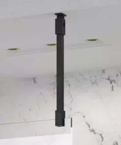 Roman Liberty Black Clear Glass Wetroom Screen + Ceiling Arm Support - Various Sizes (2000mm High) -Shower Enclosure Ranges Shop LBBKC50SQB N 460