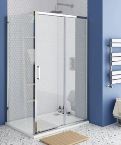 Monza 1200 x 800mm Sliding Door Shower Enclosure + Pearlstone Tray