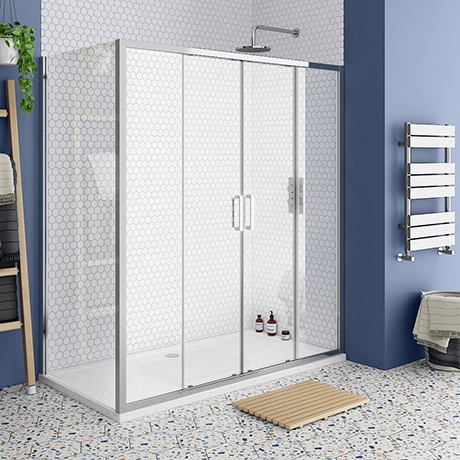 Monza 1400 x 900mm Double Sliding Door Shower Enclosure without Tray 1 Monza 1400 x 900mm Double Sliding Door Shower Enclosure without Tray