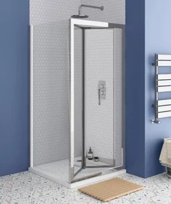 Monza 700 x 700mm Bi-Fold Door Shower Enclosure + Pearlstone Tray
