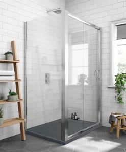 Newark 1200 x 800mm Sliding Door Shower Enclosure + Slate Effect Tray