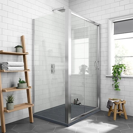 Newark 1000 x 800mm Sliding Door Shower Enclosure + Slate Effect Tray 1 Newark 1000 x 800mm Sliding Door Shower Enclosure + Slate Effect Tray