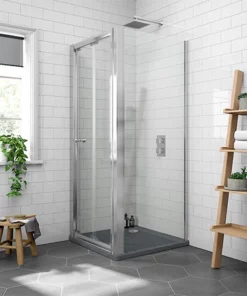 Newark 800 x 800mm Bi-Folding Shower Enclosure + Slate Effect Tray