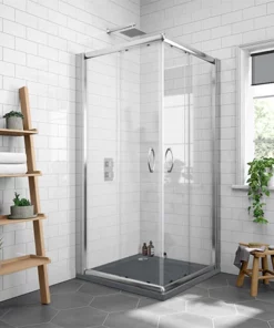 Newark 800 x 800mm Corner Entry Shower Enclosure + Slate Effect Tray