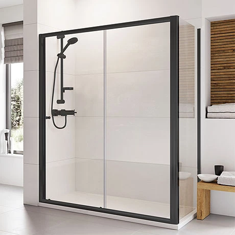 Roman Haven6 Matt Black 6mm Sliding Shower Door Enclosure - 1200 x 800mm 1 Roman Haven6 Matt Black 6mm Sliding Shower Door Enclosure - 1200 x 800mm