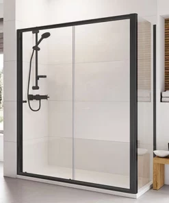 Roman Haven6 Matt Black 6mm Sliding Shower Door Enclosure - 1000 x 800mm