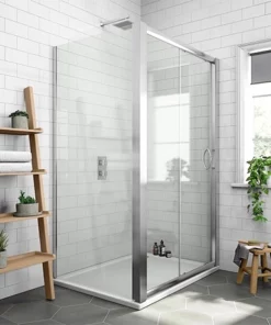 Newark 1200 x 800mm Sliding Door Shower Enclosure + Pearlstone Tray
