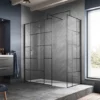 Venice 1400 x 900 Matt Black Abstract Grid Wet Room (incl. Screen, Side Panel + Tray)