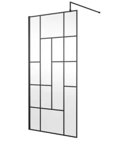 Venice 1600 x 800 Matt Black Abstract Grid Wet Room (1000mm Screen + Tray) 10 Venice 1600 x 800 Matt Black Abstract Grid Wet Room (1000mm Screen + Tray) -Shower Enclosure Ranges Shop VAMBG05 d1 460