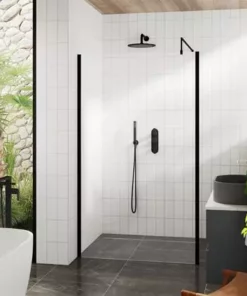 Venice Matt Black Outer Framed 8mm Wetroom Screen with Support Arm (1950mm High) - Various Sizes -Shower Enclosure Ranges Shop ven7 lms a 460